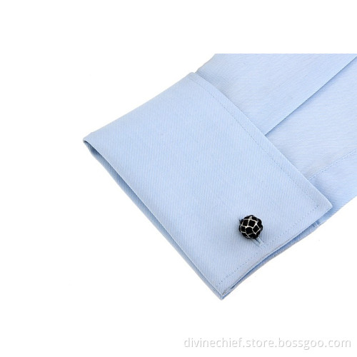 Wholesale Custom Round Shape Black Crystal Cufflinks For Man's Suit Shirt